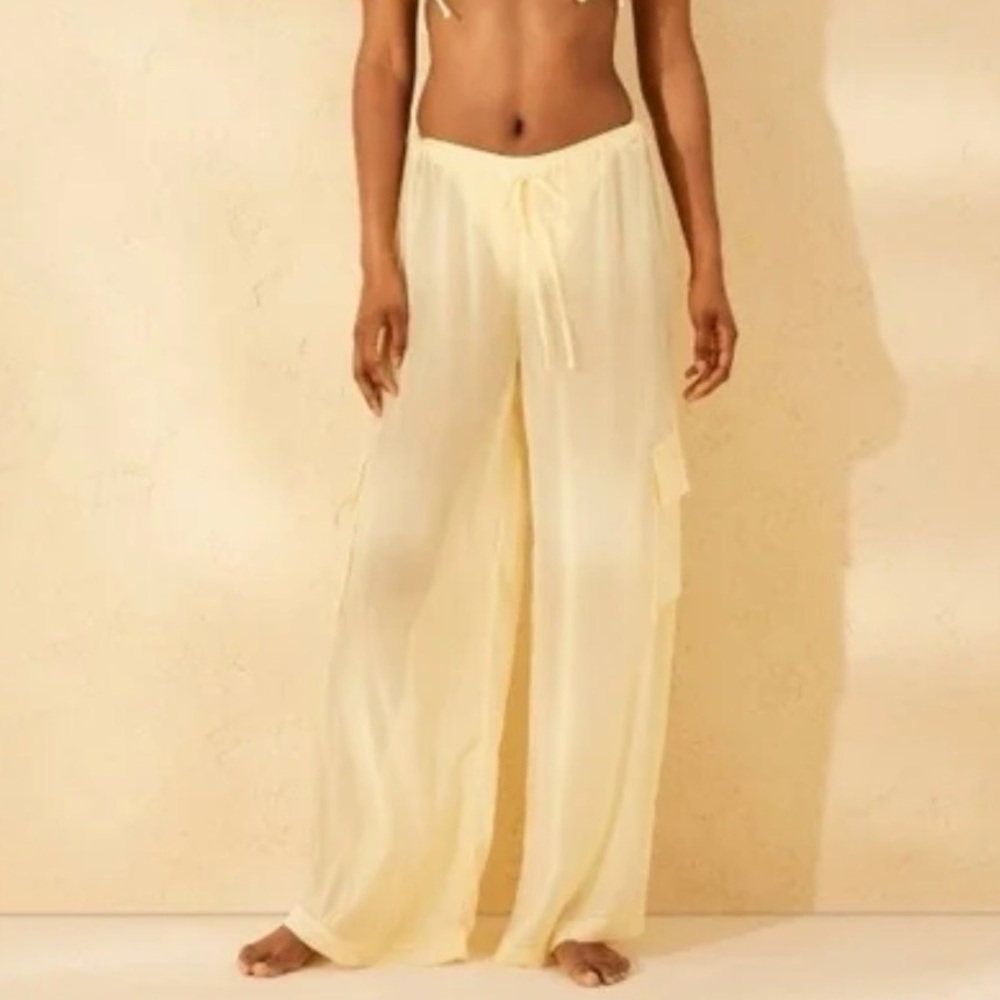 Light Yellow Sheer Beach Cargo Pants
